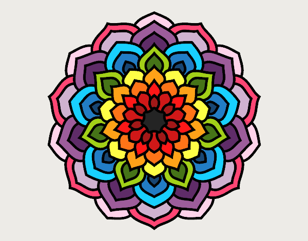 Coloring page Mandala flower petals painted byLily2020