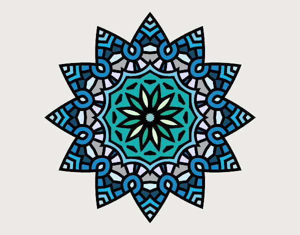 Coloring page Mandala flowery star painted byLily2020