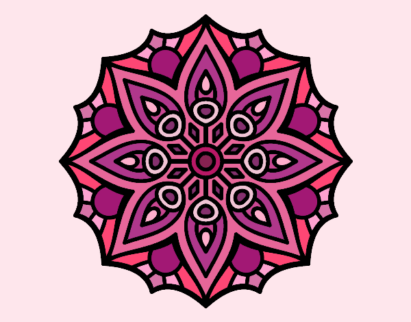 Coloring page Mandala simple symmetry  painted byLily2020