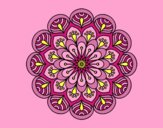 Coloring page Mandala flower and sheets painted byAnia