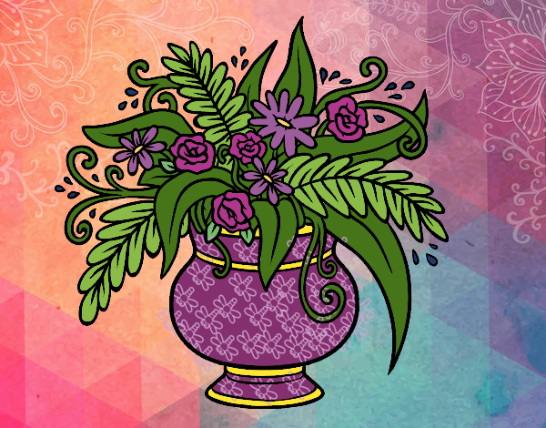 Coloring page A vase with flowers painted byBGMarshall
