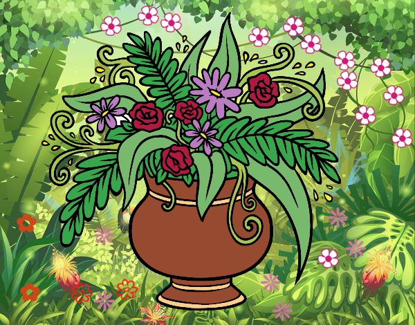 Coloring page A vase with flowers painted byki05leo