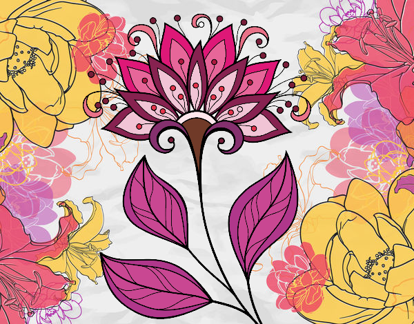 Coloring page Decorative flower painted byki05leo