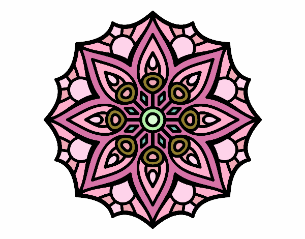 Coloring page Mandala simple symmetry  painted byAnnanymas