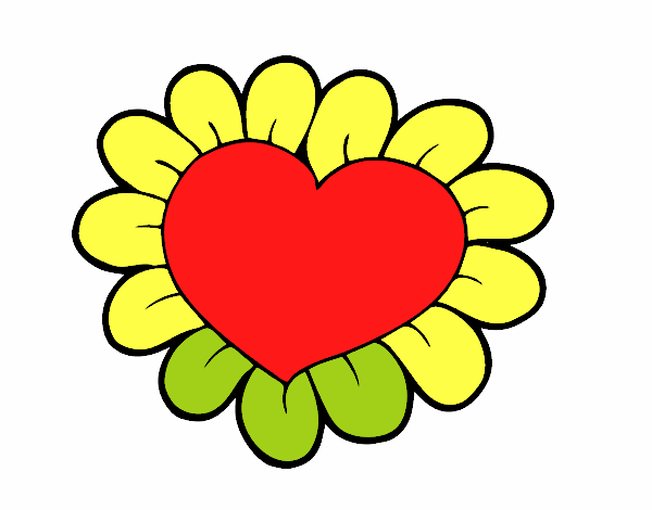Coloring page Flower heart painted bySant