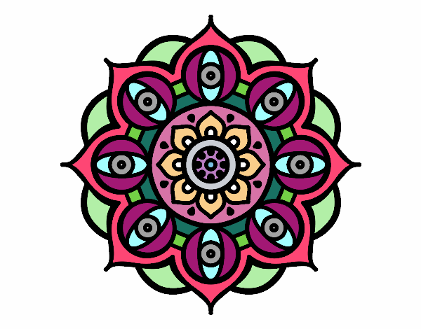 Coloring page Mandala open eyes painted byLyndsey