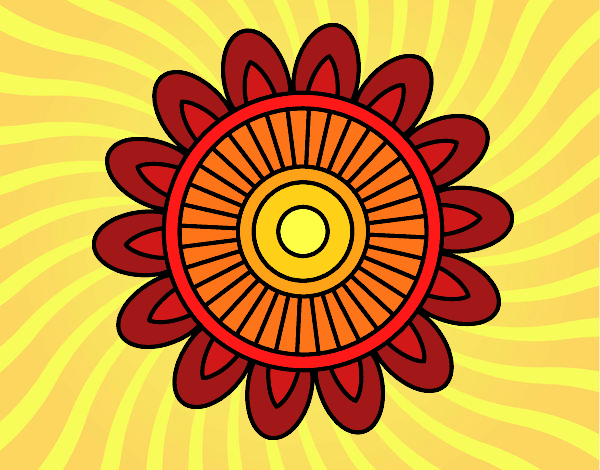 Coloring page Mandala solar painted bySant