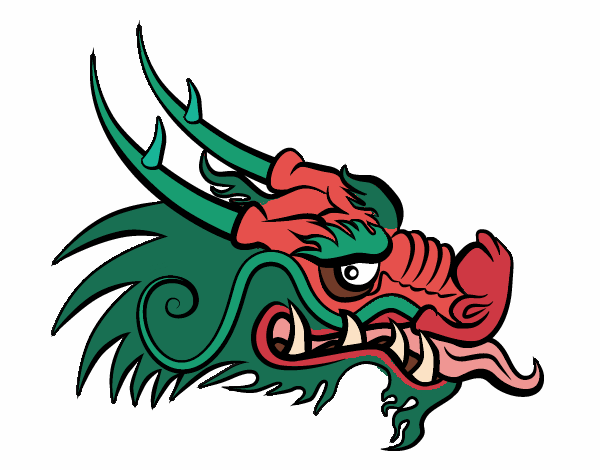 Coloring page Red dragon head painted byAnnanymas