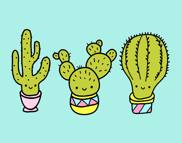 Coloring page 3 mini cactus painted byMxchellegx