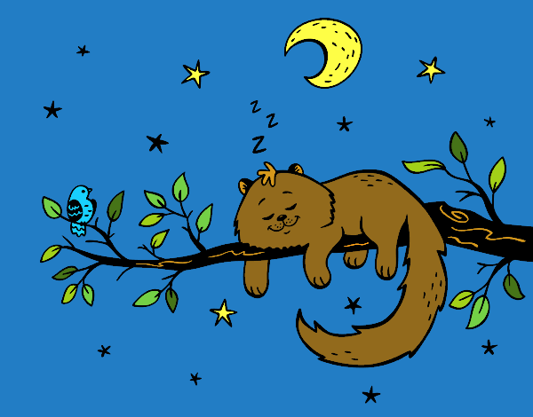 Coloring page The cat and the moon painted byBoylover2