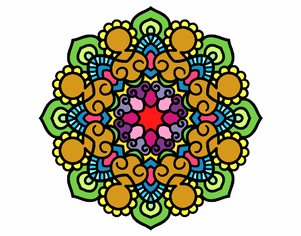 Coloring page Mandala meeting painted byEubs