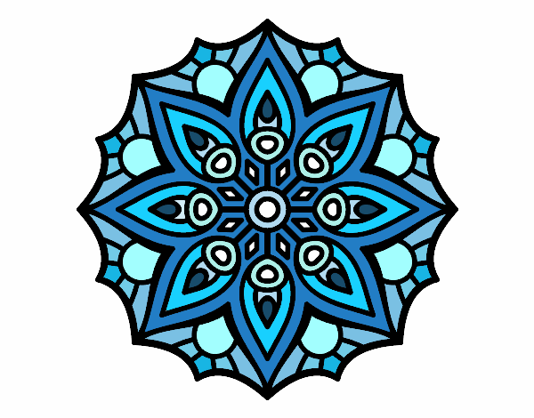 Coloring page Mandala simple symmetry  painted byEubs