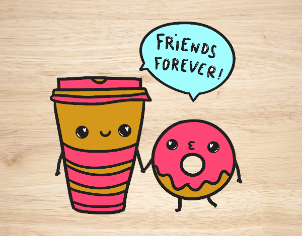 Coloring page Coffee and donut painted bysamg