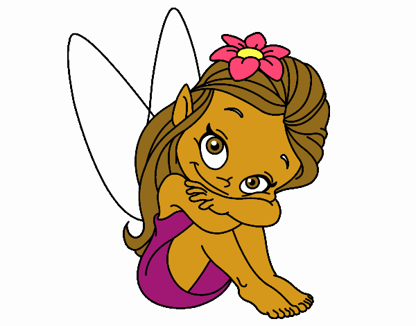 Coloring page Fairy sitting painted byalexadra