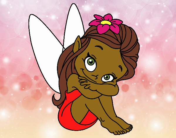 Coloring page Fairy sitting painted byalexadra