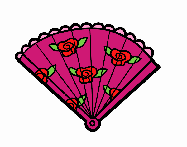 Coloring page Floral hand fan painted byalexadra