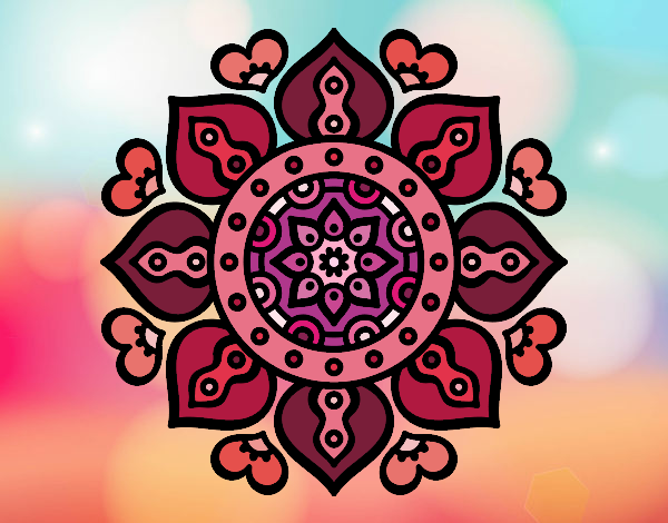 Coloring page Mandala arabic hearts painted byPame