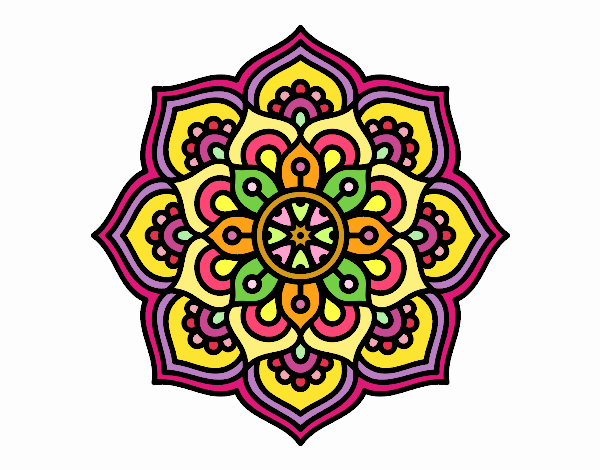 Coloring page Mandala concentration flower painted byPame