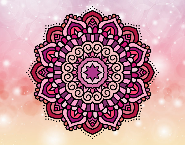 Coloring page Mandala decorated star painted byPame