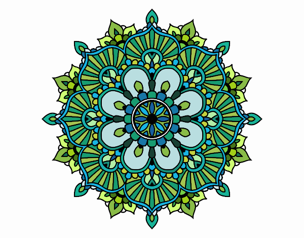 Coloring page Mandala floral flash painted byPame