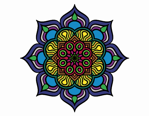 Coloring page Mandala flower of fire painted byPame