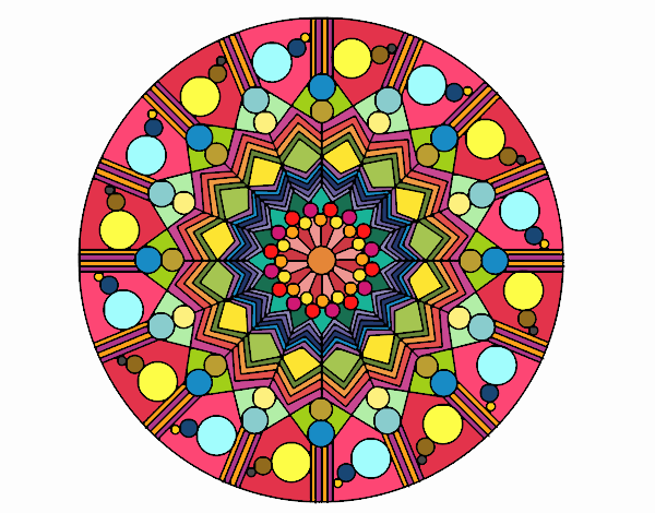 Coloring page Mandala flower with circles painted byPame