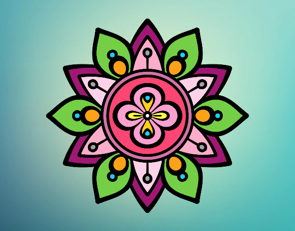 Coloring page Mandala lotus flower painted byPame