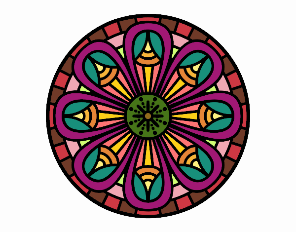 Coloring page Mandala pencils painted byPame
