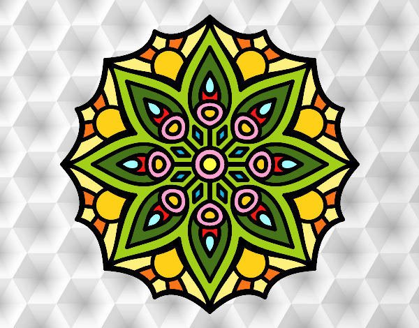 Coloring page Mandala simple symmetry  painted byPrincess