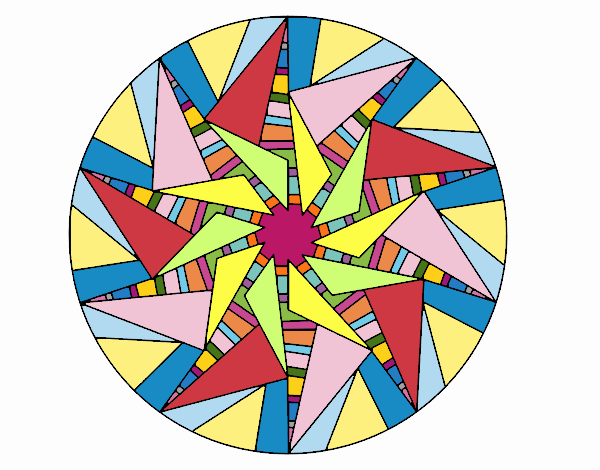 Coloring page Mandala triangular sun painted byPame