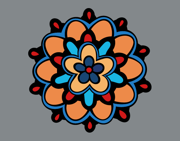 Coloring page Mandala with a flower painted byKhaos006