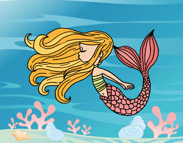Coloring page Mermaid is floating painted byfawnamama1