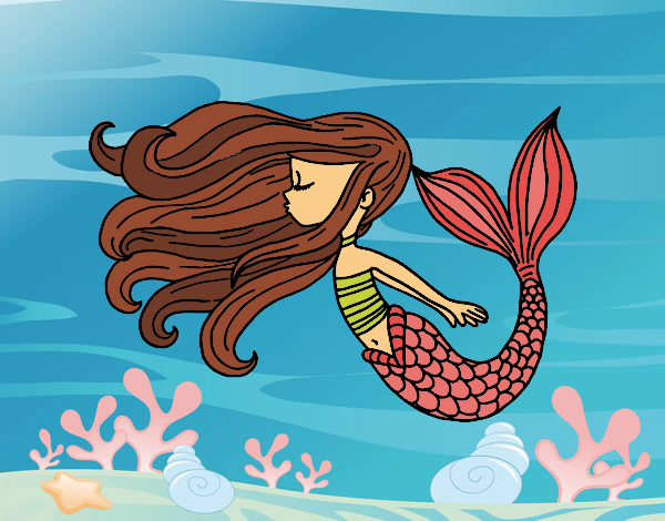 Coloring page Mermaid is floating painted byfawnamama1