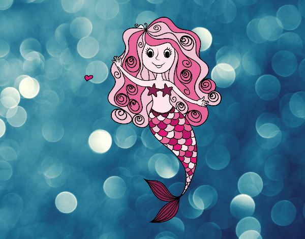 Coloring page Mermaid with curls painted byfawnamama1