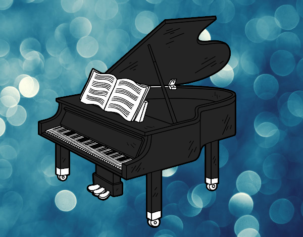 Coloring page A grand piano open painted bysamg