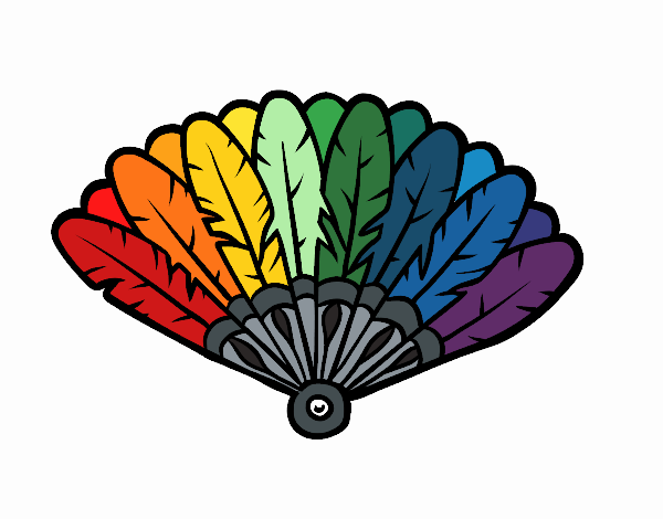 Coloring page Feather hand fan painted byrandol9572