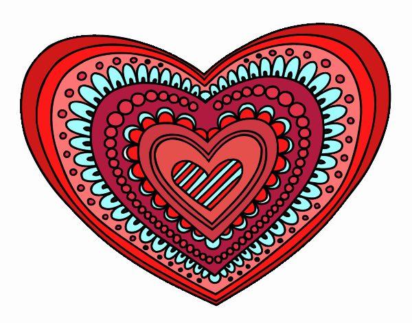 Coloring page Heart mandala painted byrandol9572