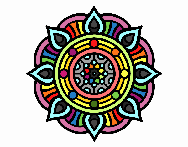 Coloring page Mandala fire points painted byrandol9572