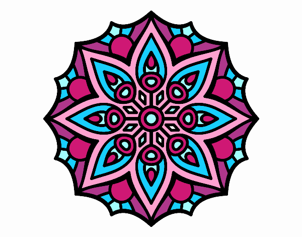 Coloring page Mandala simple symmetry  painted byTonja