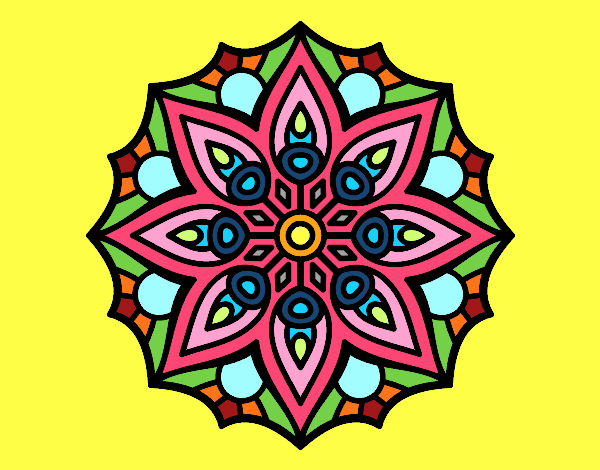 Coloring page Mandala simple symmetry  painted byalexadra