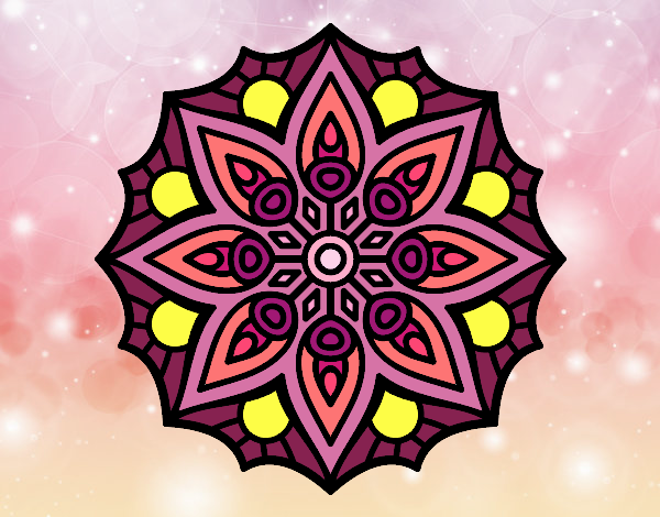 Coloring page Mandala simple symmetry  painted bysamg