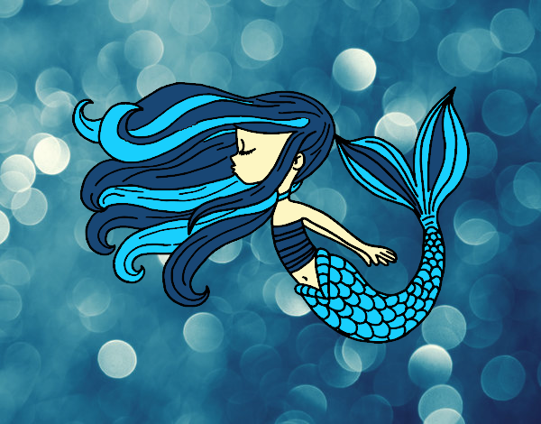 Coloring page Mermaid is floating painted bysamg