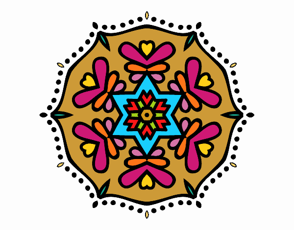 Coloring page Symmetric mandala painted byPame