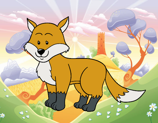 Coloring page A fox painted bysamg