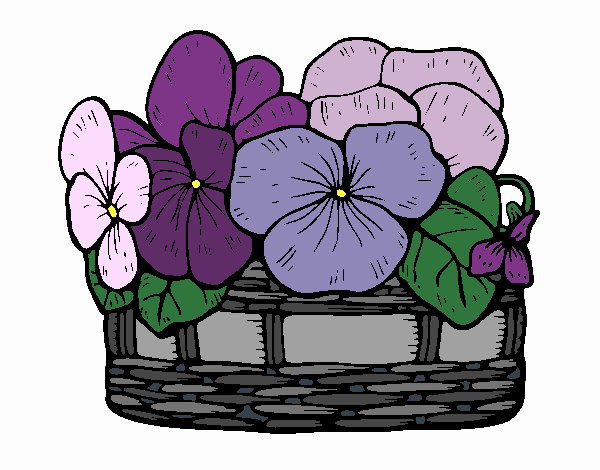 Coloring page Basket of flowers 12 painted byrandol9572