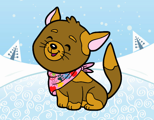 Coloring page Cat with kerchief painted byalexadra