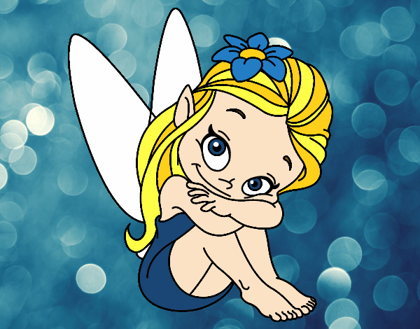 Coloring page Fairy sitting painted bysamg