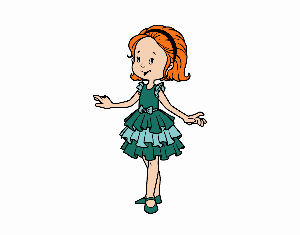 Coloring page Girl with party dress painted byrandol9572
