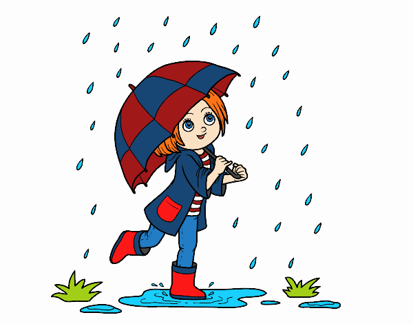 Coloring page Girl with umbrella in the rain painted byrandol9572