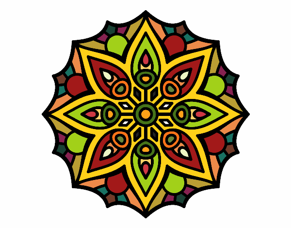 Coloring page Mandala simple symmetry  painted byMirdy
